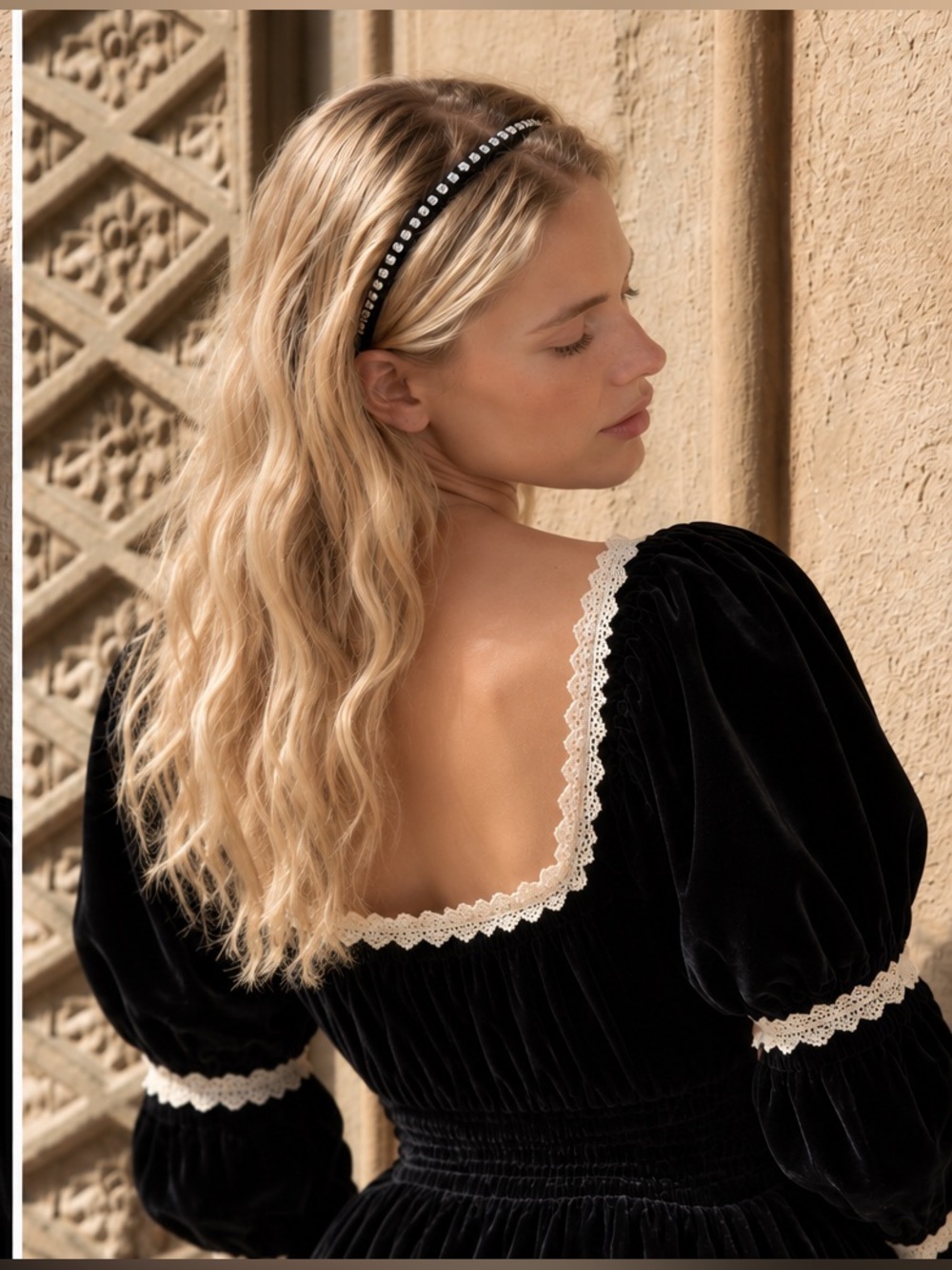 NWT DÔEN Daria Rhinestone Black Headband size OS